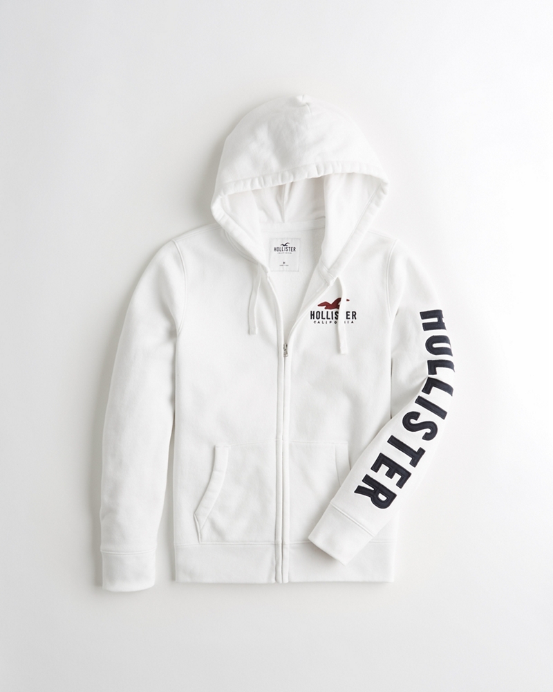 hollister logo full zip hoodie