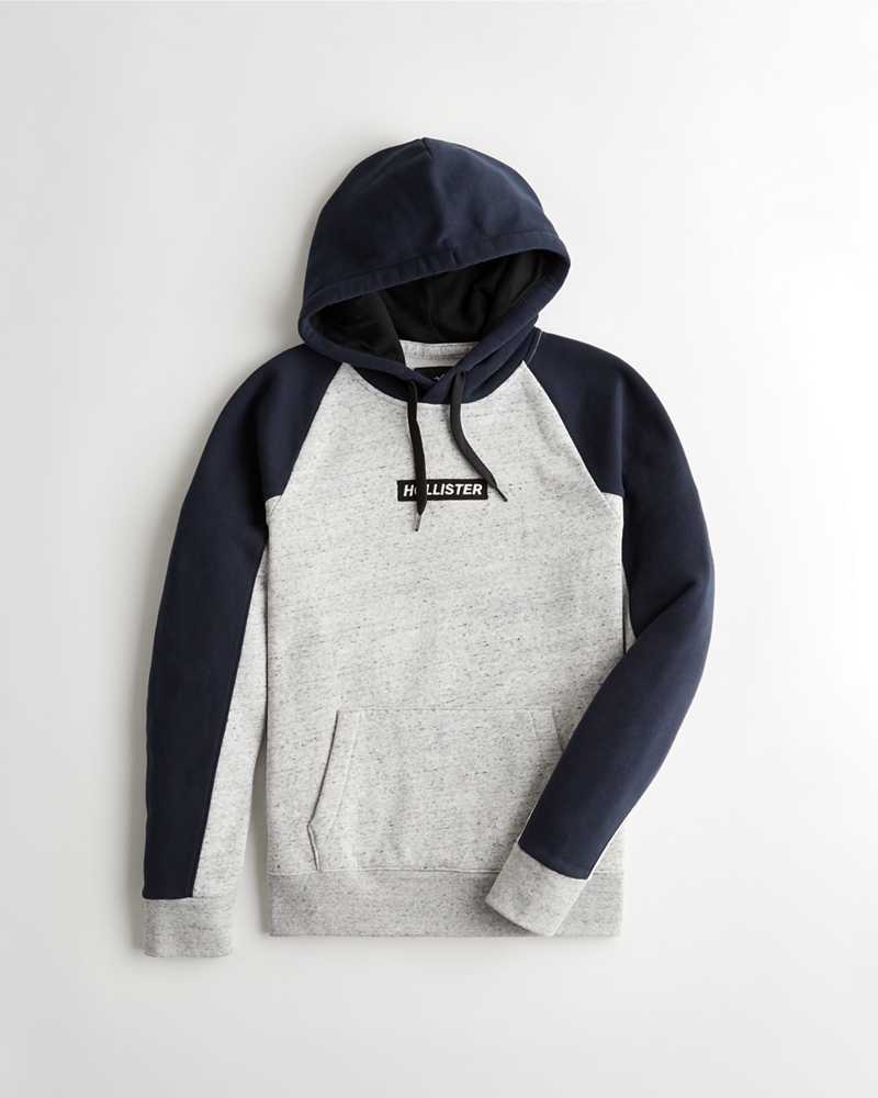 colorblock logo hoodie hollister