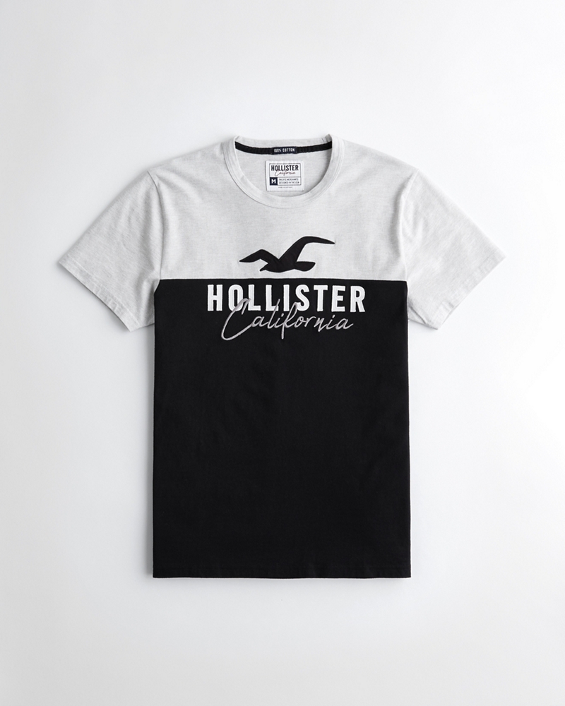 hollister colorblock logo graphic tee