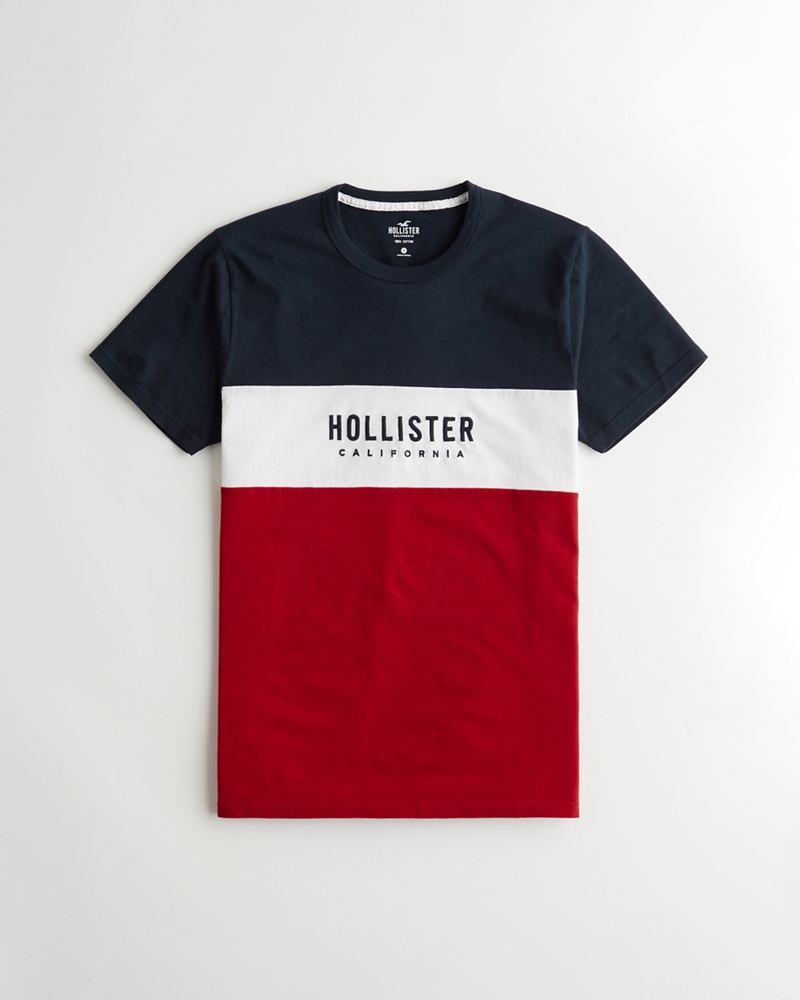 hollister colorblock logo graphic tee