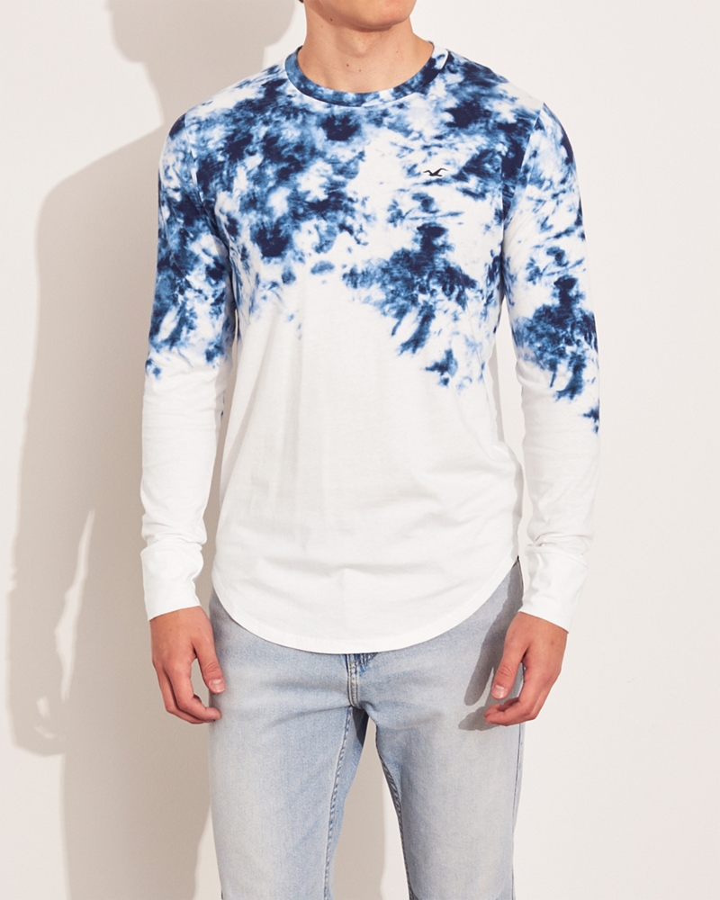 Guys Tie Dye Curved Hem T Shirt Guys Sale Hollisterco Com