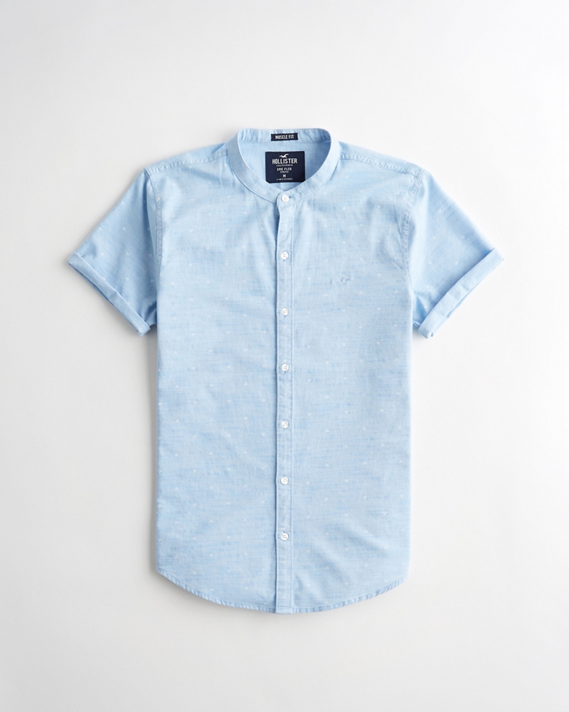 Short Sleeve Button Hollister Stretch Oxford Muscle Fit Shirt