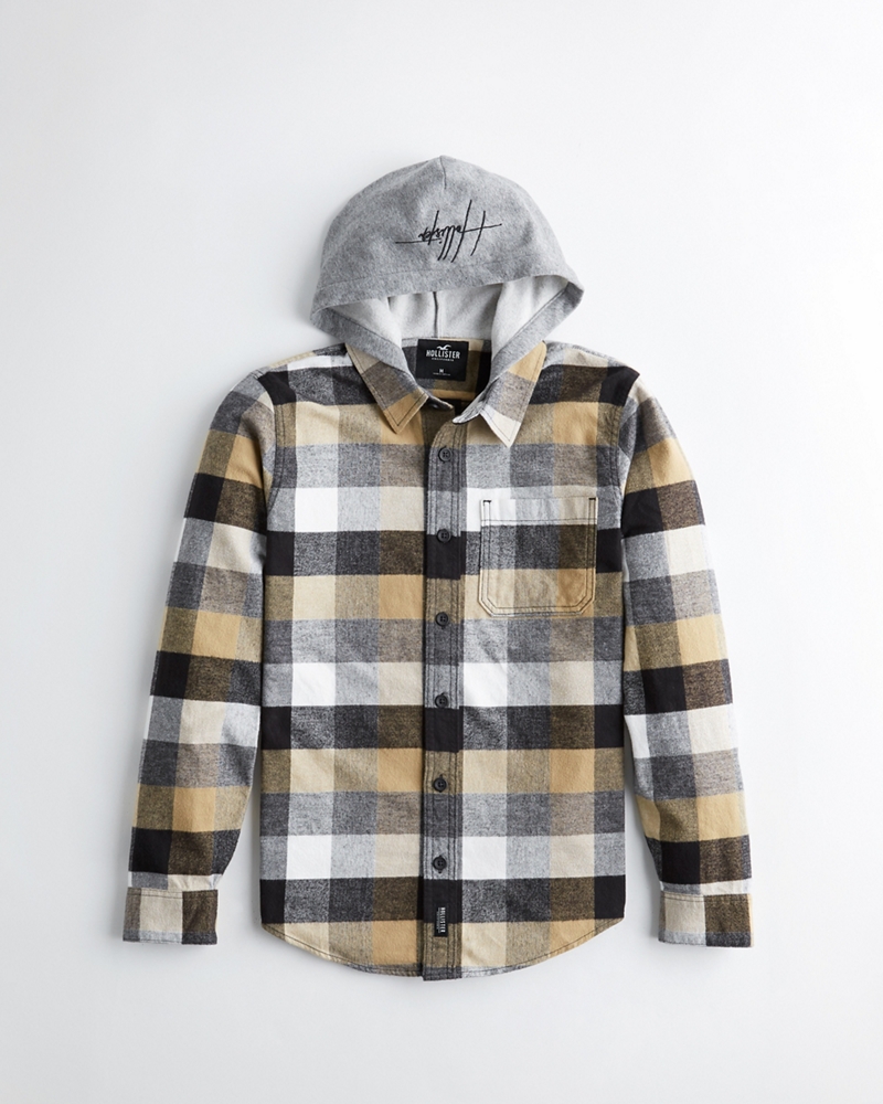 hollister hooded flannel