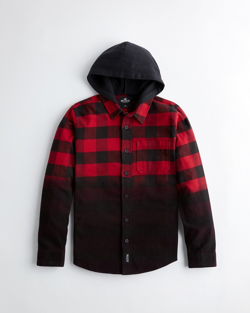 hollister hooded flannel