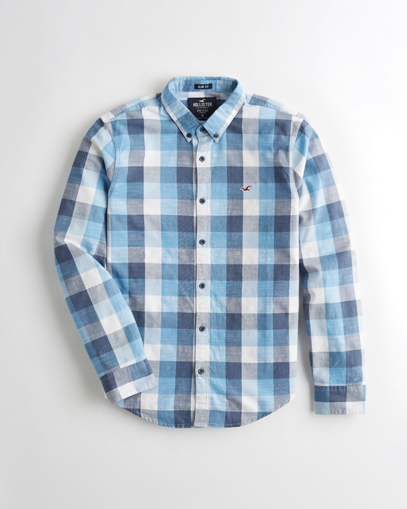 hollister stretch oxford slim fit shirt