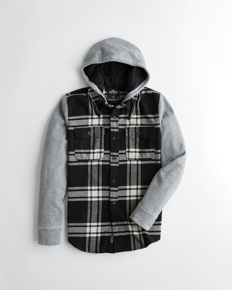 hollister hooded flannel