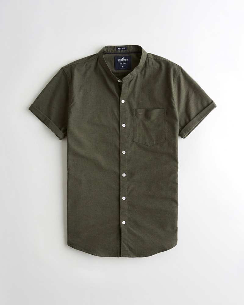 stretch oxford muscle fit shirt hollister