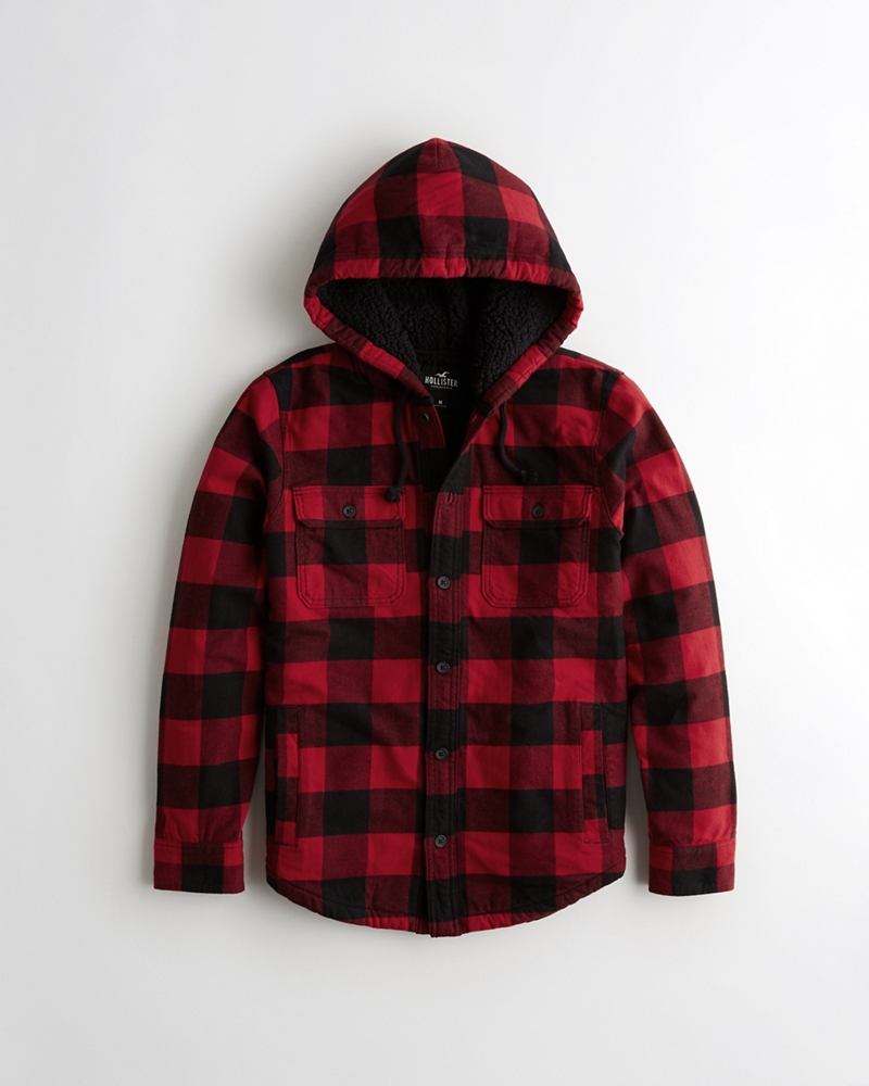 sherpa lined plaid hoodie