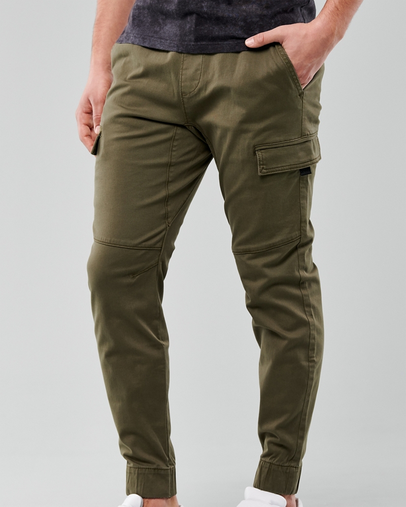 Hollister skinny fit cargo joggers in olive green