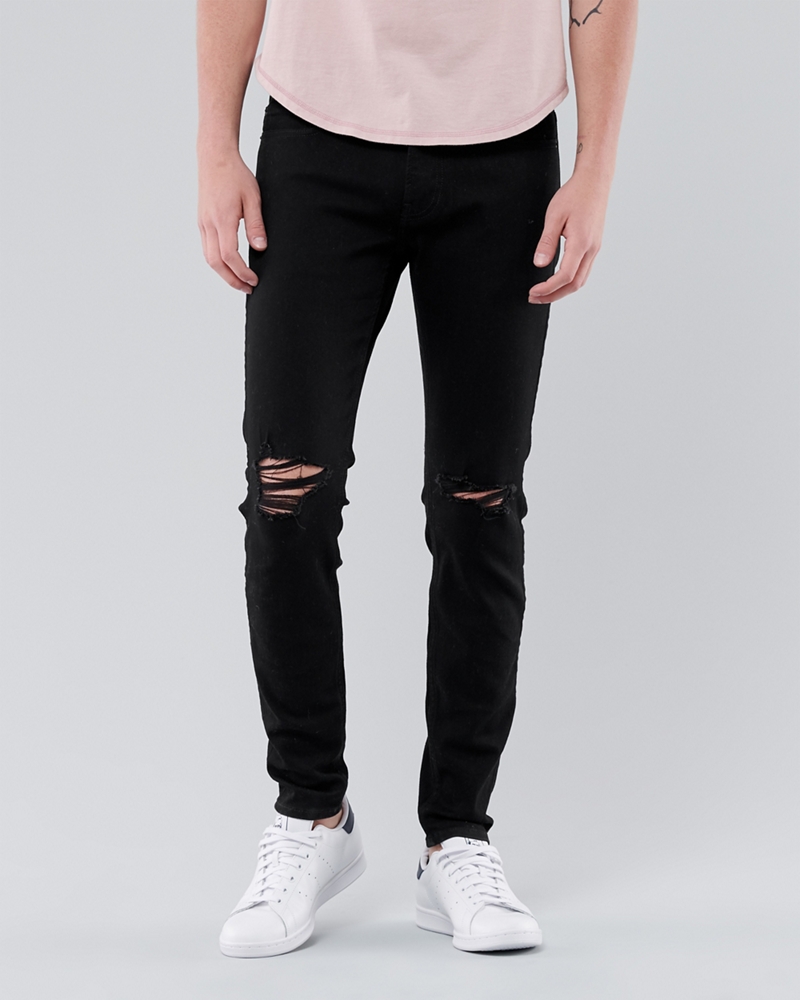 hollister black ripped jeans mens