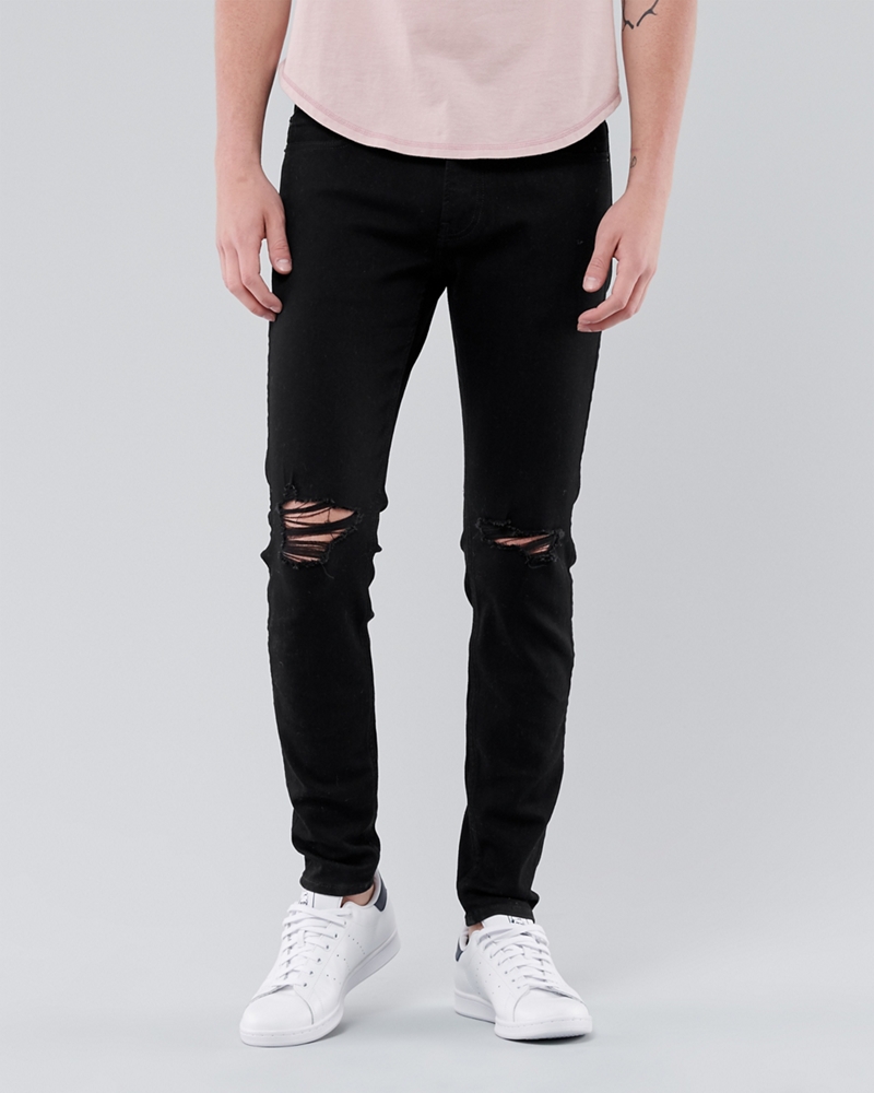 black ripped jeans mens hollister