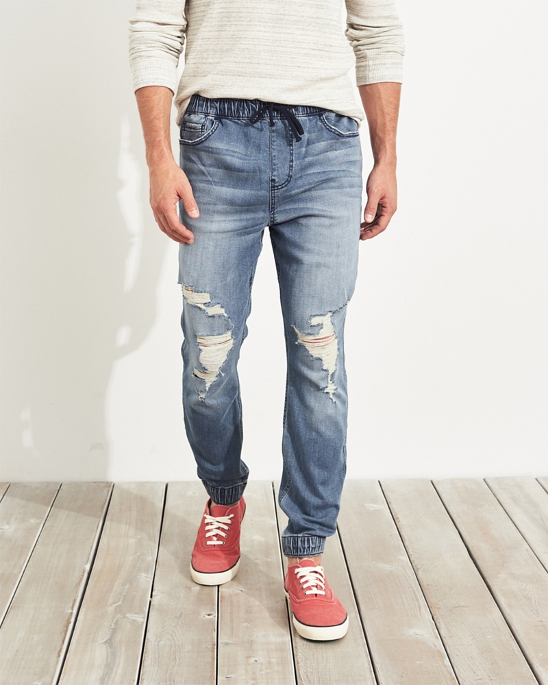 advanced stretch denim jogger pants