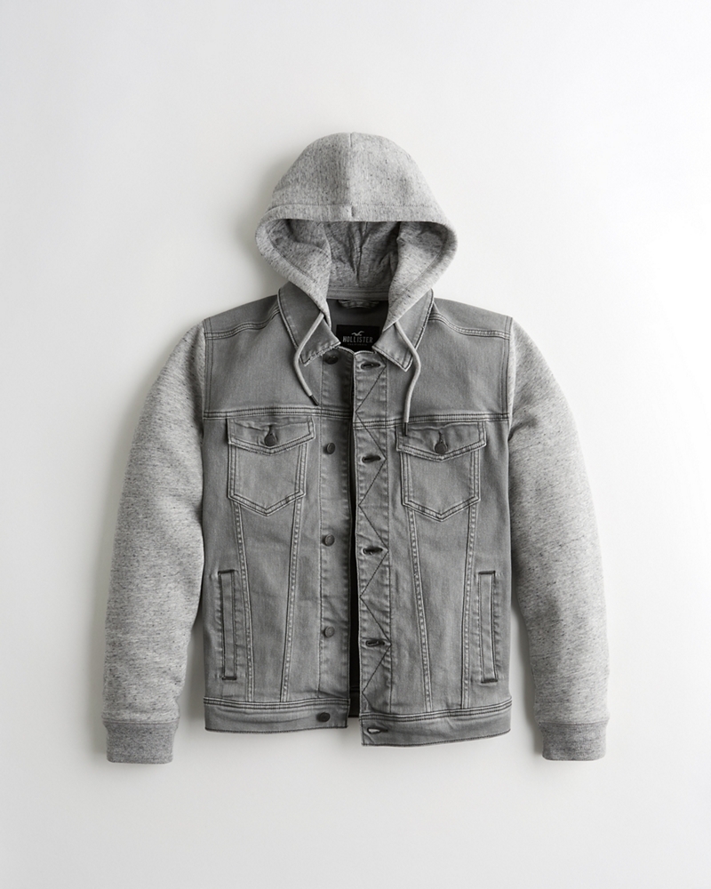 guys hooded denim jacket