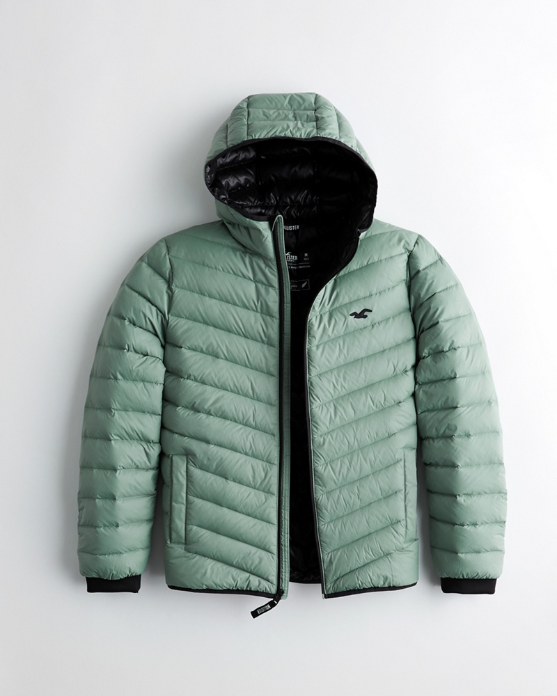 hooded puffer jacket hollister