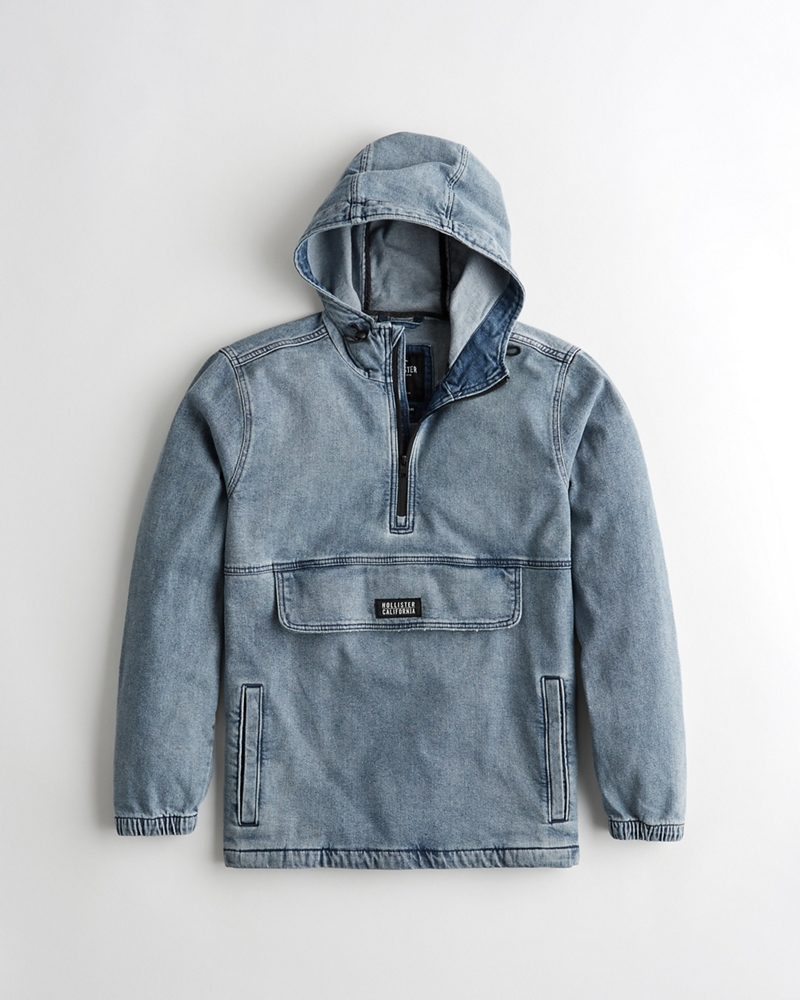 hooded denim jacket hollister