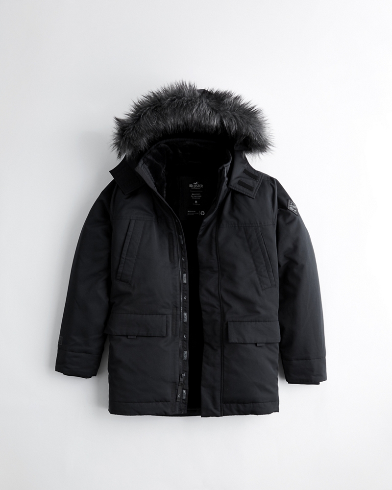 hollister black parka