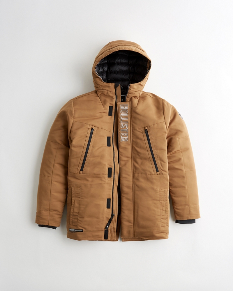 hollister recycled fill hooded puffer jacket