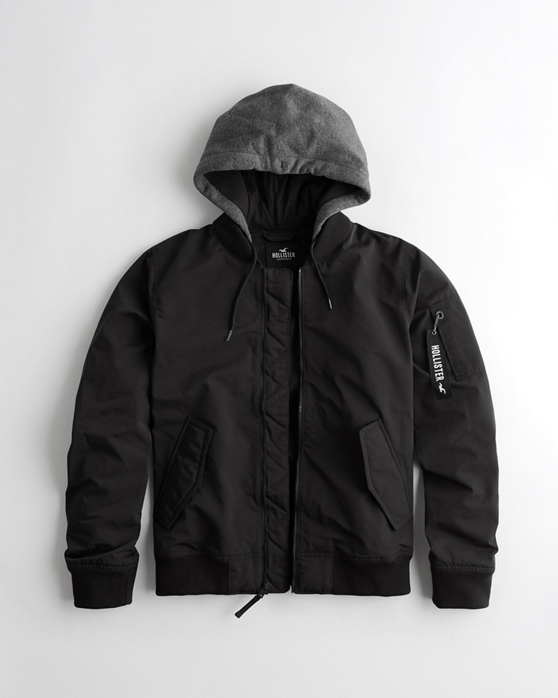 hollister hooded bomber jacket