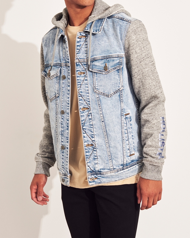 Guys Hooded Denim Jacket Guys Clearance Hollisterco Com