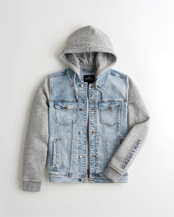 Guys Hooded Denim Jacket Guys Clearance Hollisterco Com