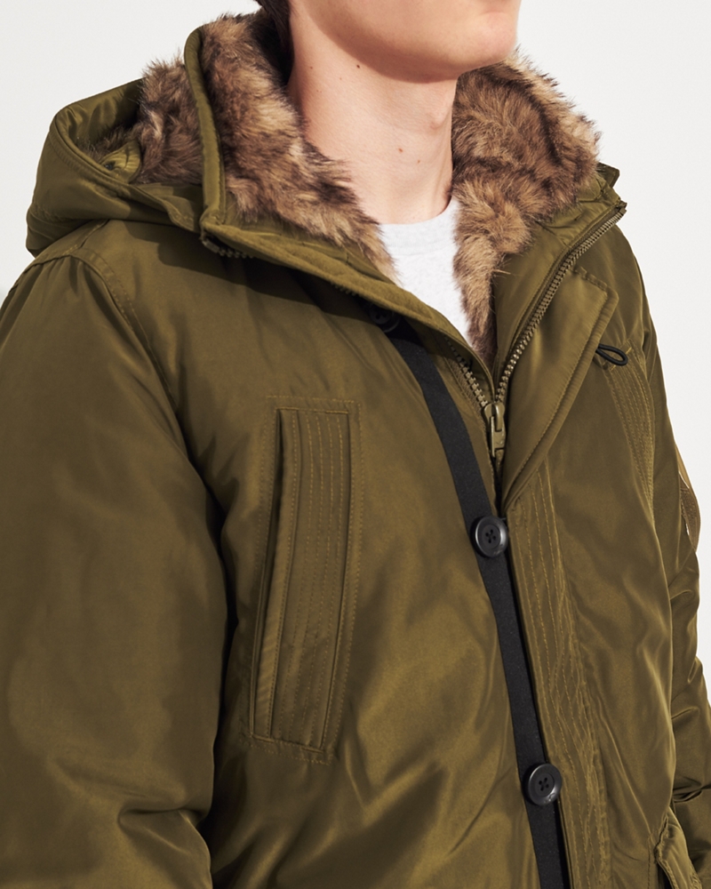 hollister parka coat mens