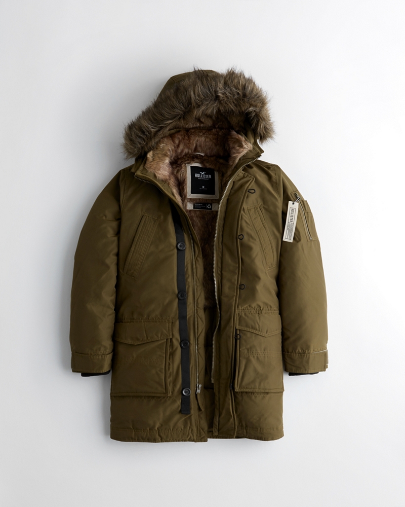 hollister faux fur lined parka