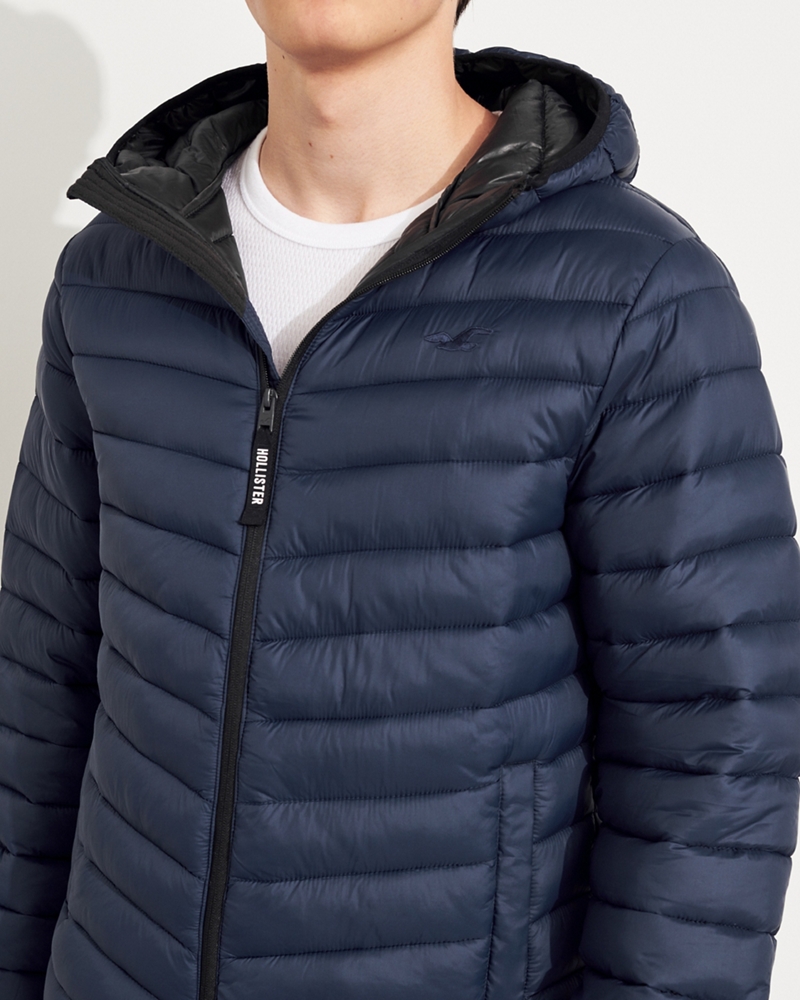 hollister recycled fill hooded puffer jacket