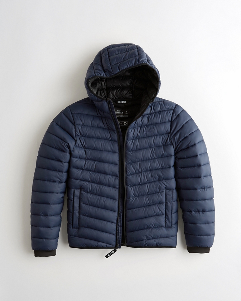 hooded puffer jacket hollister