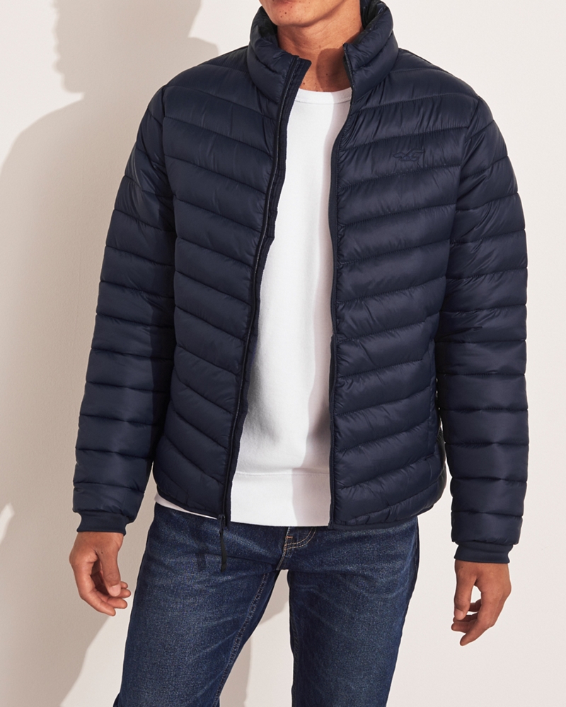 mock neck puffer jacket hollister