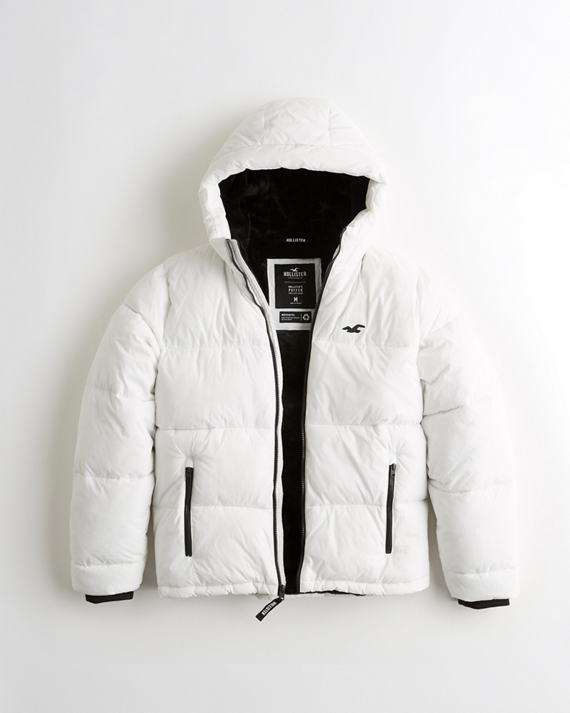 hooded puffer jacket hollister