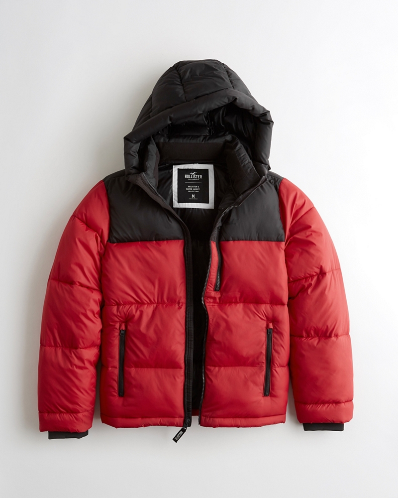 hollister recycled fill hooded puffer jacket