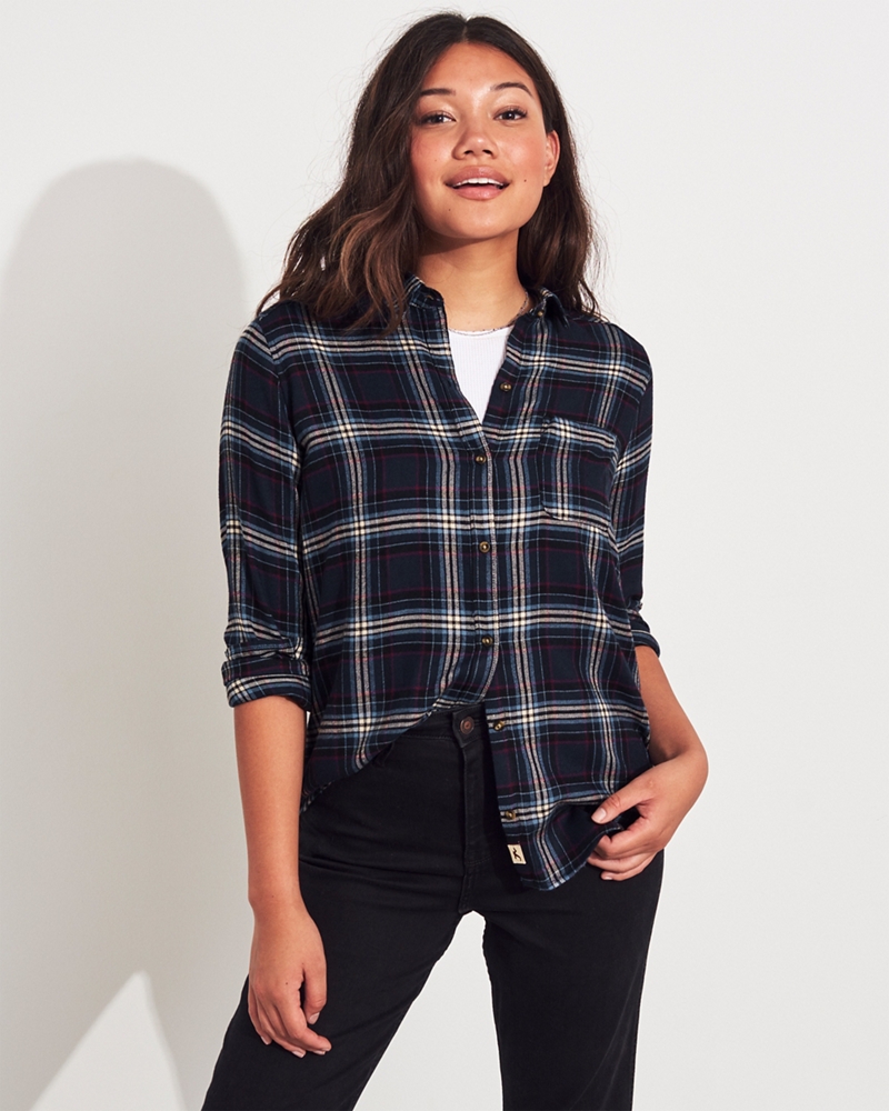camisas de cuadros para mujer hollister