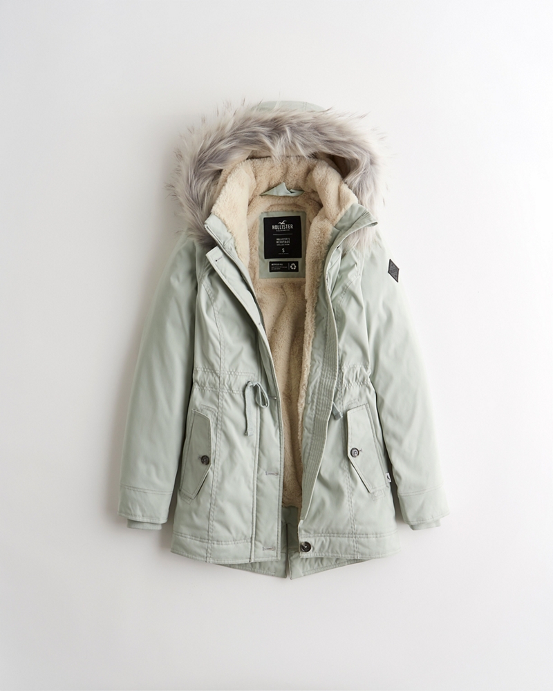 hollister stretch faux fur lined parka