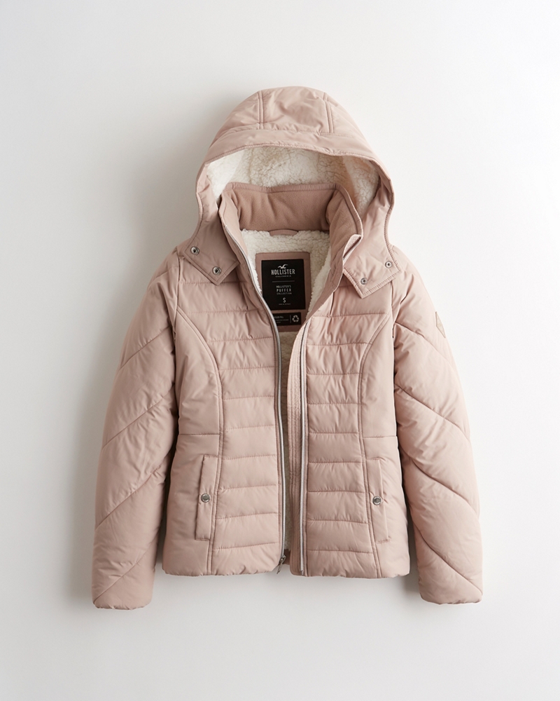 hollister sherpa lined puffer parka