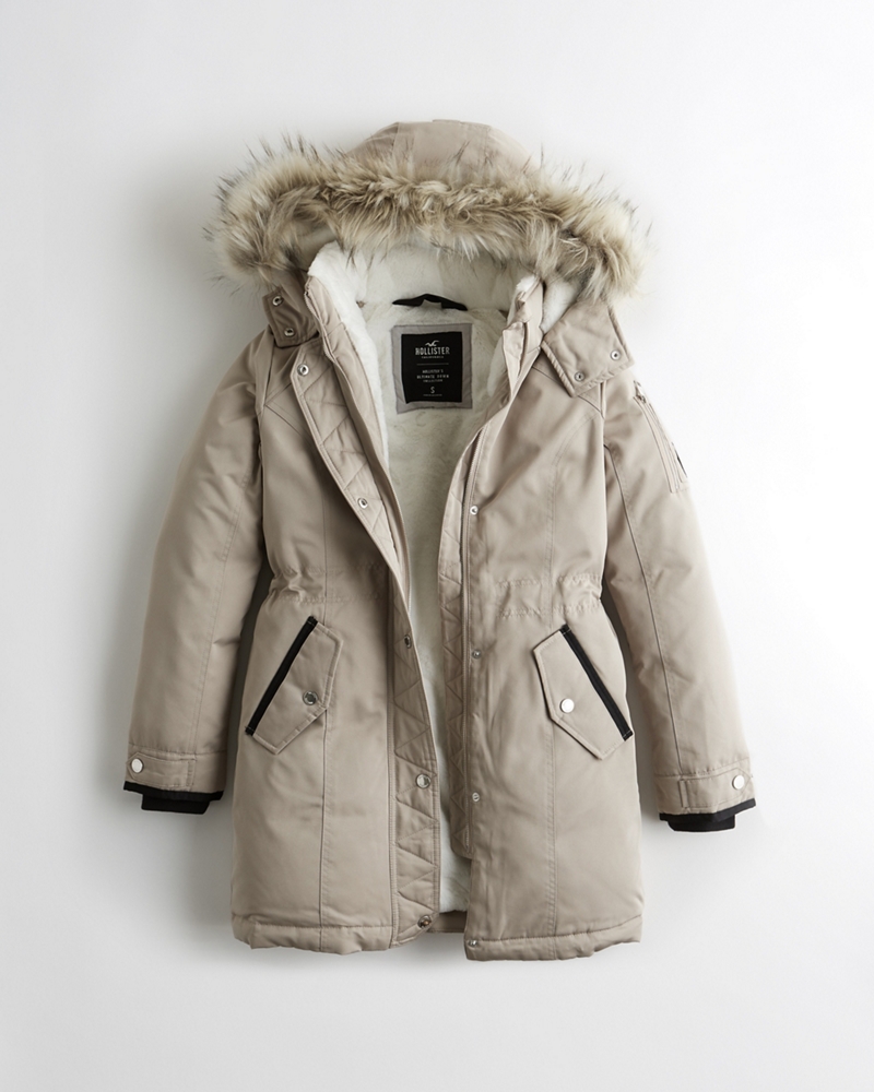 hollister faux fur lined parka