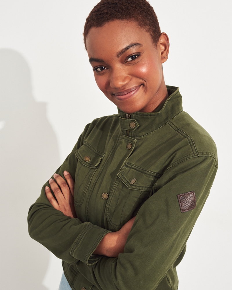 hollister cropped utility jacket