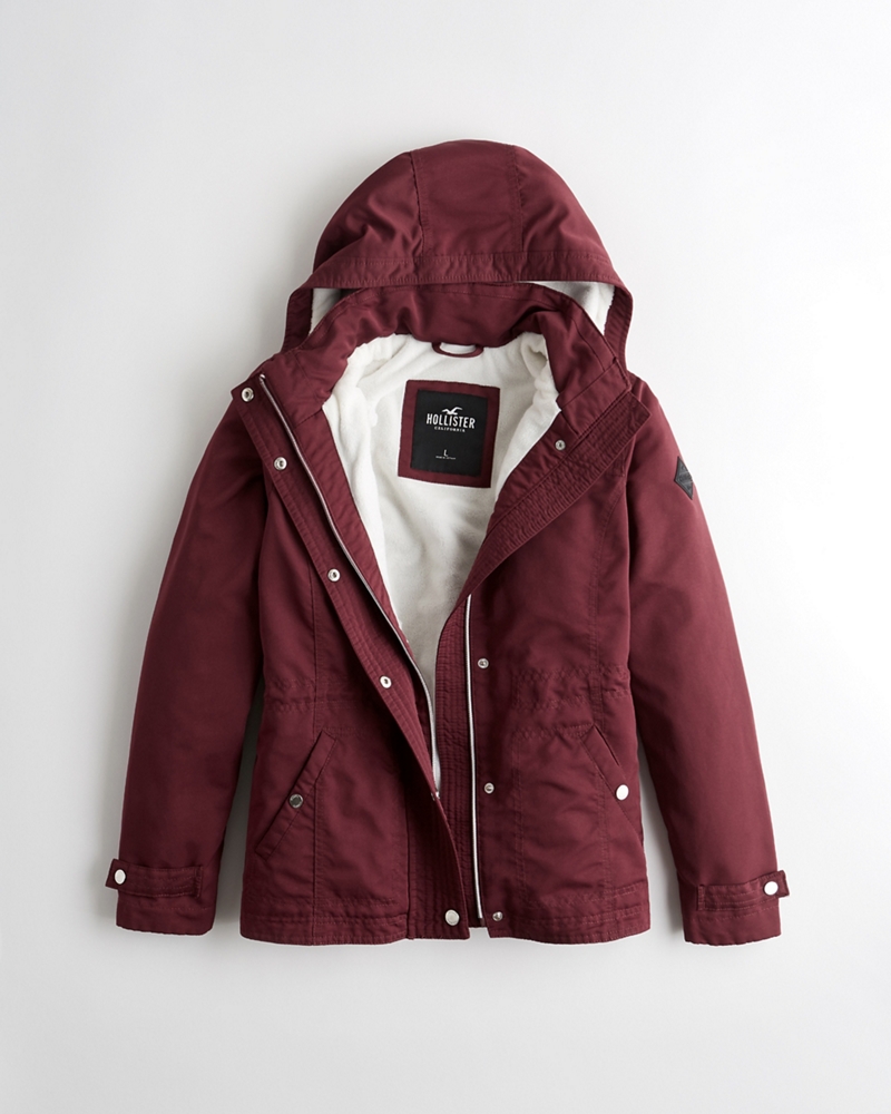 hollister faux fur lined jacket