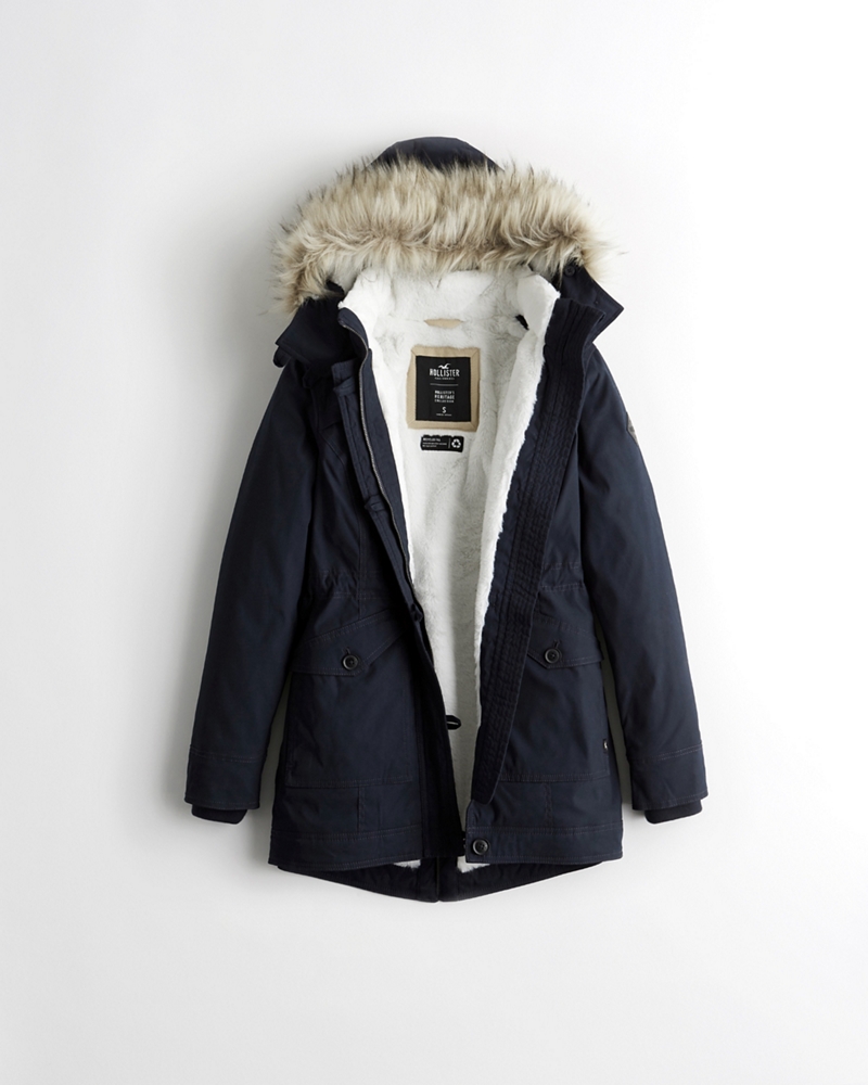 hollister jacket with fur hood