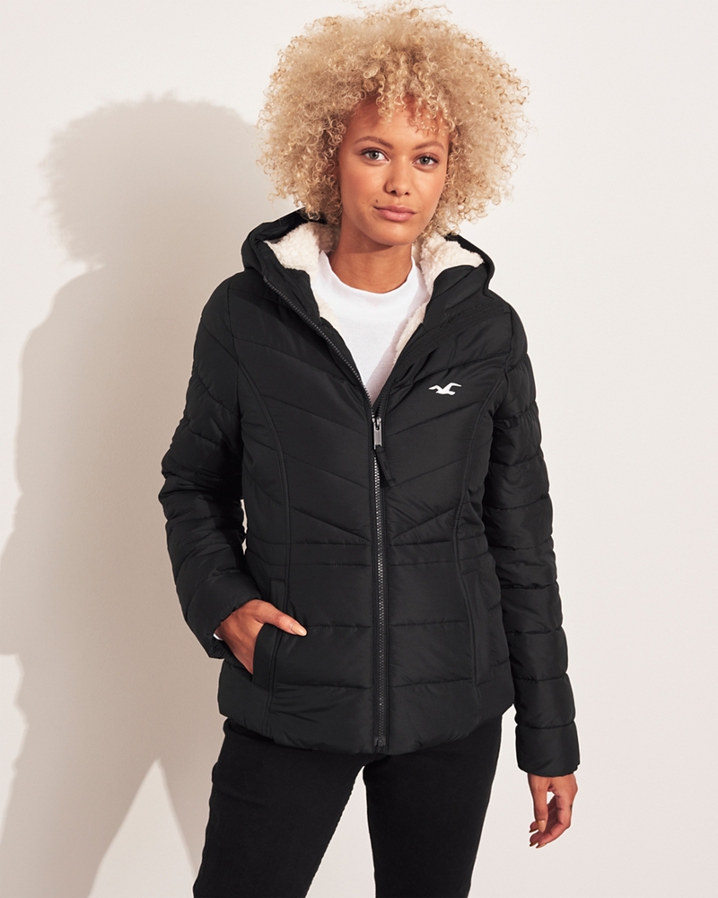 hollister sherpa lined puffer jacket