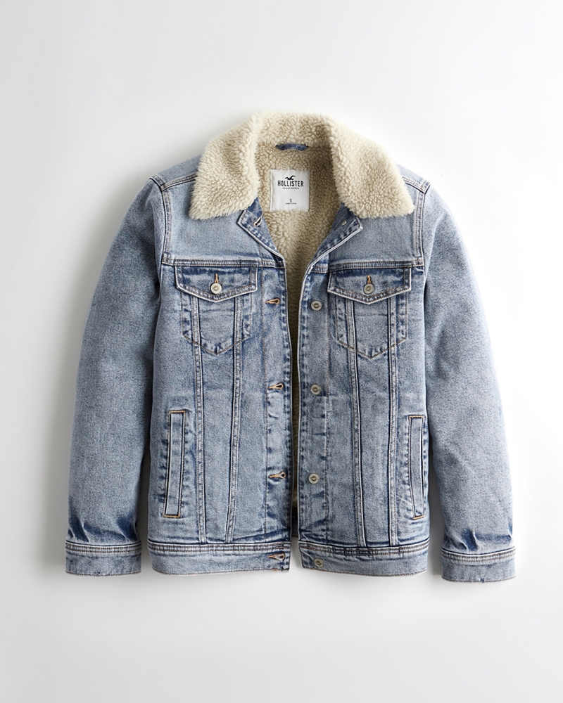 hollister denim jacket with fur