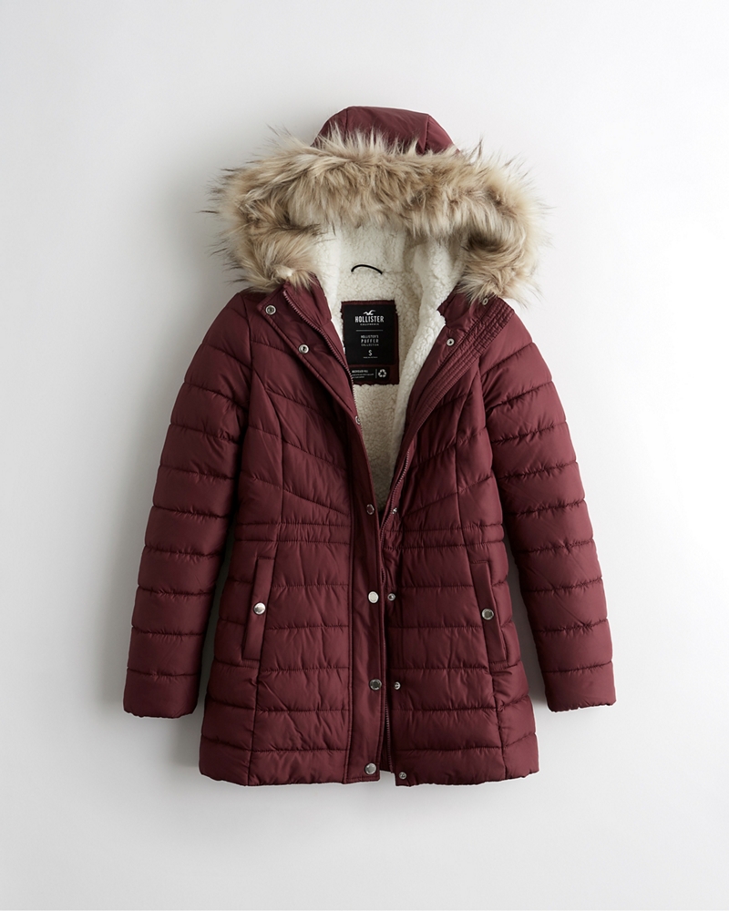 sherpa lined puffer parka hollister