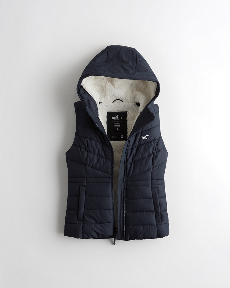 Hollister Sherpa Lined Parka Coat with Faux Fur Trim Hood