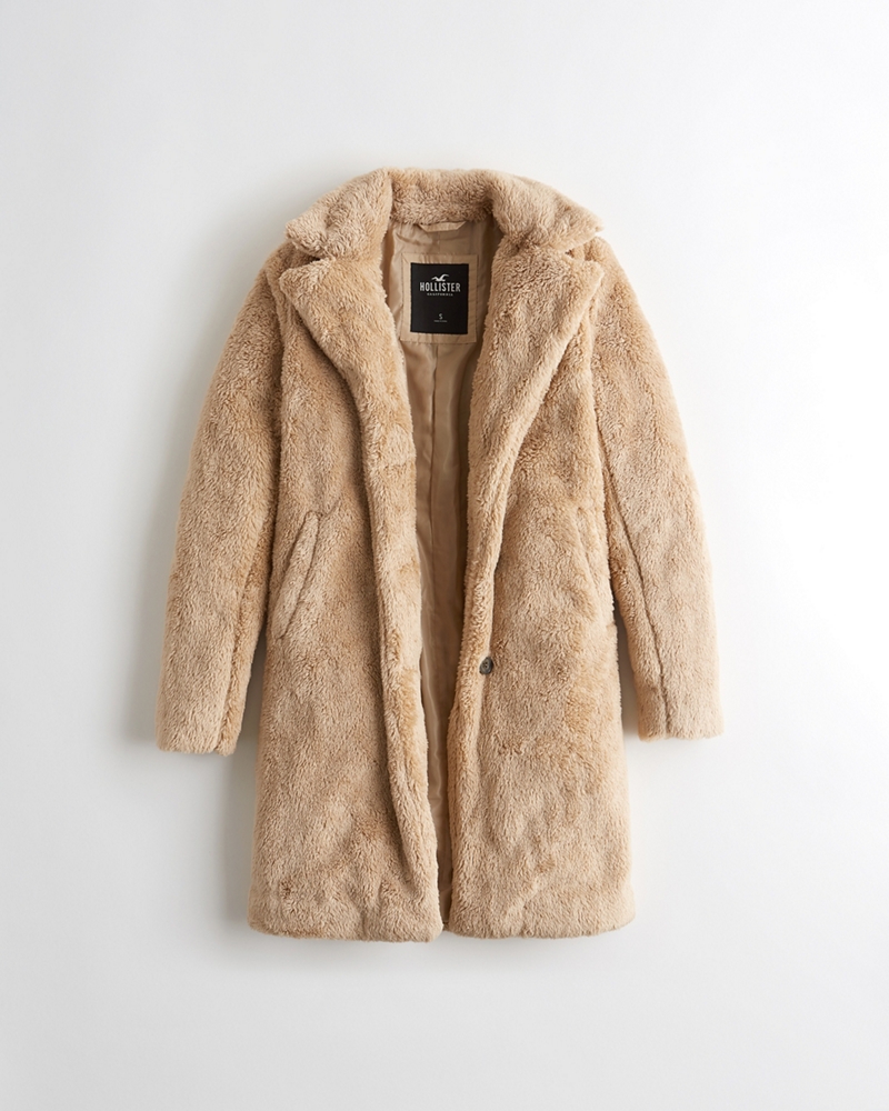 hollister faux fur coat