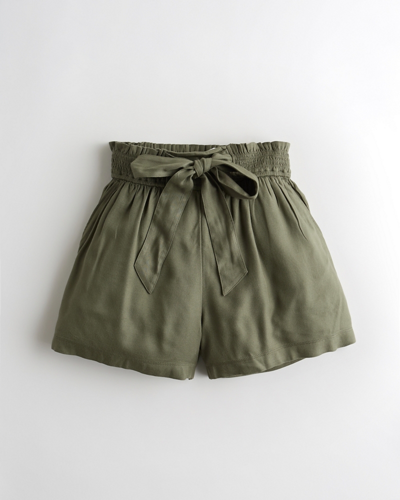 high rise khaki shorts