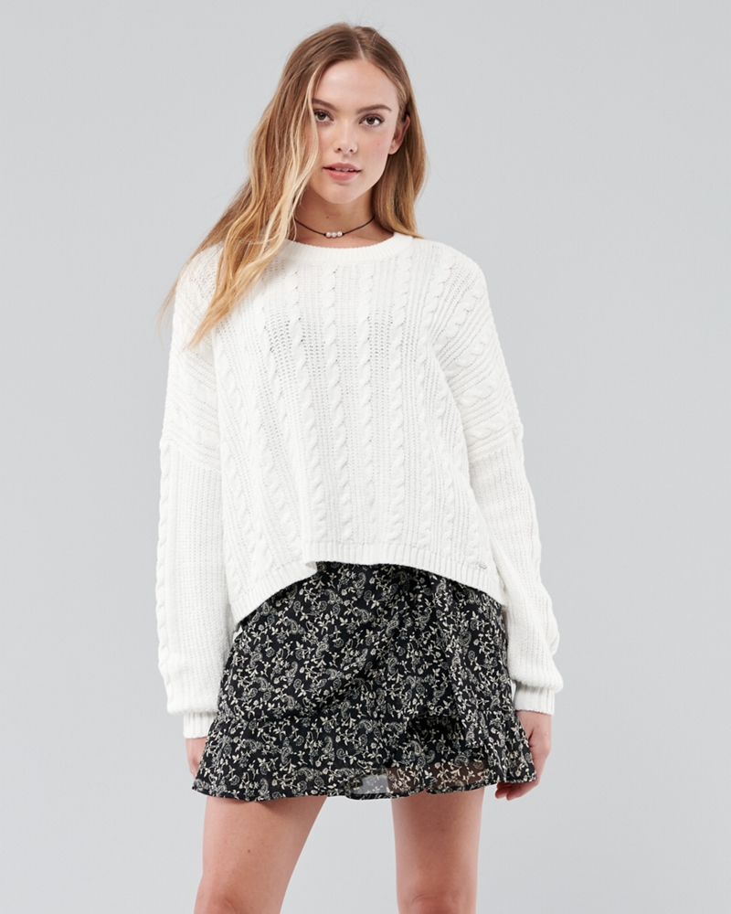 cable crewneck sweater hollister