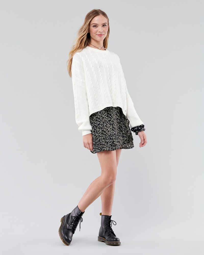 cable crewneck sweater hollister