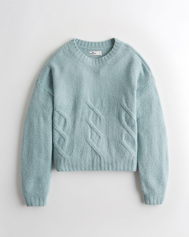 cable crewneck sweater hollister