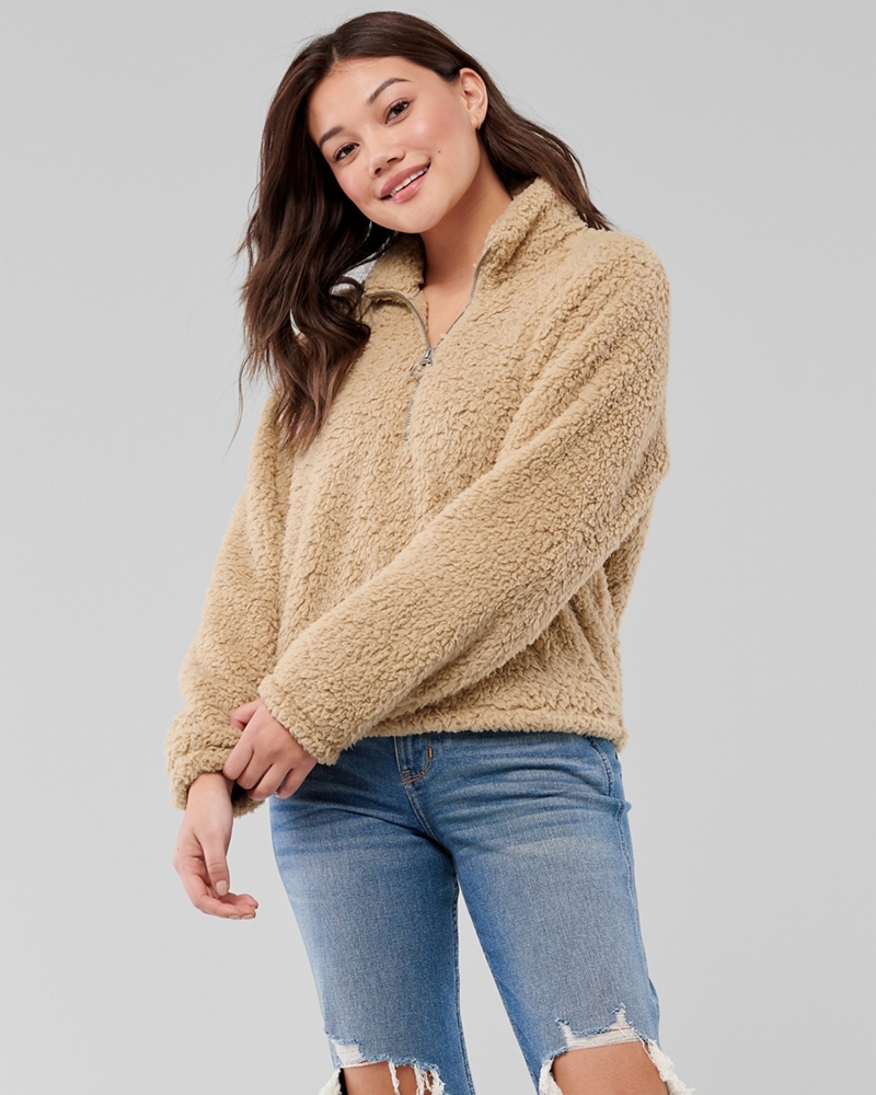 half zip sherpa sweatshirt hollister