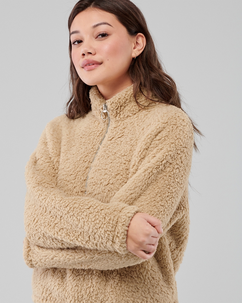 half zip sherpa sweatshirt hollister