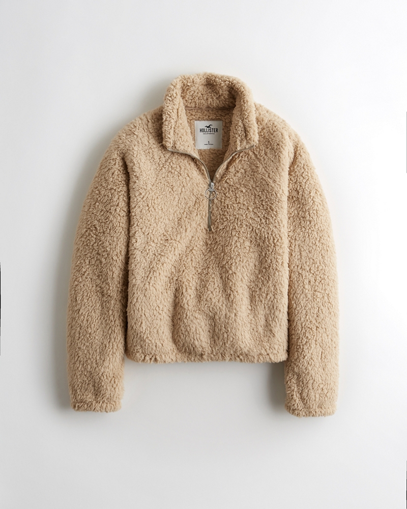 half zip sherpa sweatshirt hollister